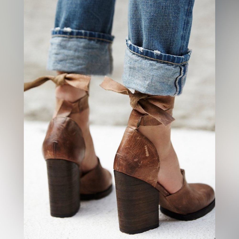 RARE Free People Cora Wrap Leather Heel size 39